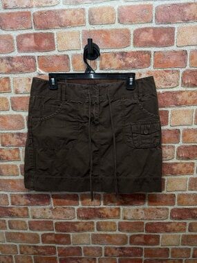 90’s y2k retro Utility Drawstring cargo cotton skirt with button pocket detail